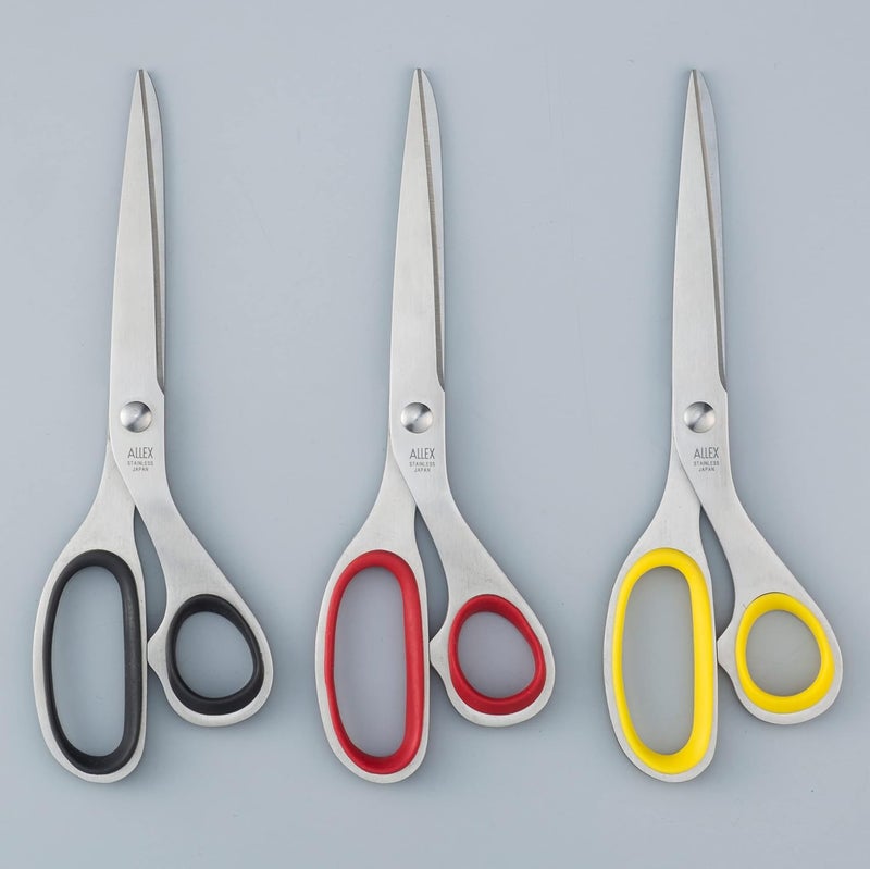 ALLEX\アレックス Japanese Office Scissors for Desk, Extra Large 7.8" All Purpose Scissors, Made in JAPAN, All Metal Sharp Japanese Stainless Steel Blade with Non-Slip Soft Ring, Yellow - Image 2
